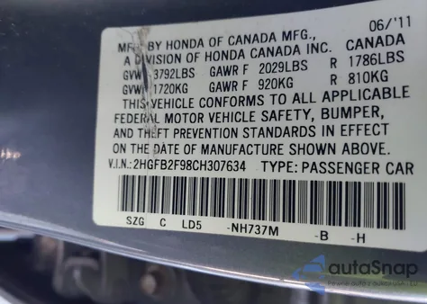 2012 Honda Civic Ex-L from USA, damaged, VIN 2HGFB2F98CH307634